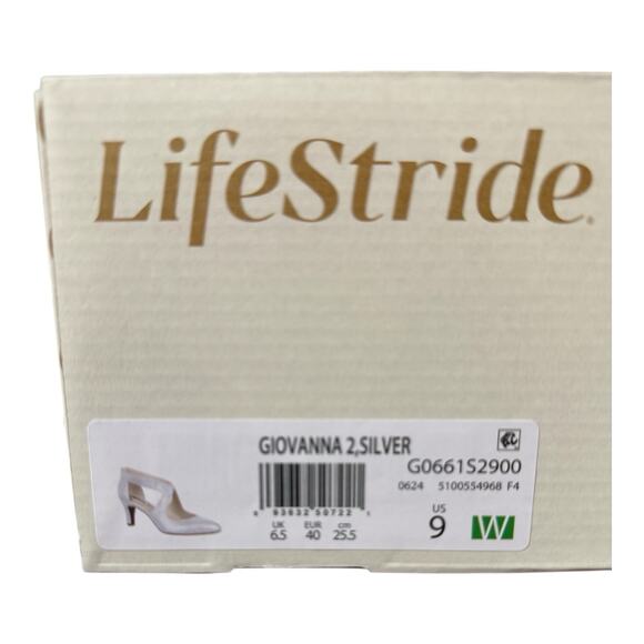 New Life  Stride Giovanna Soft System Women’s Heels Silver Zipper-backed Size 9 - Picture 7 of 8